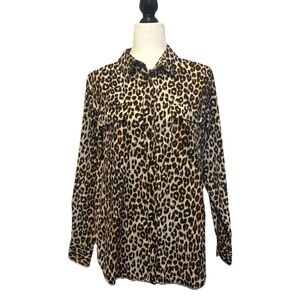 Leopard Print Button-Up Shirt Size Medium
